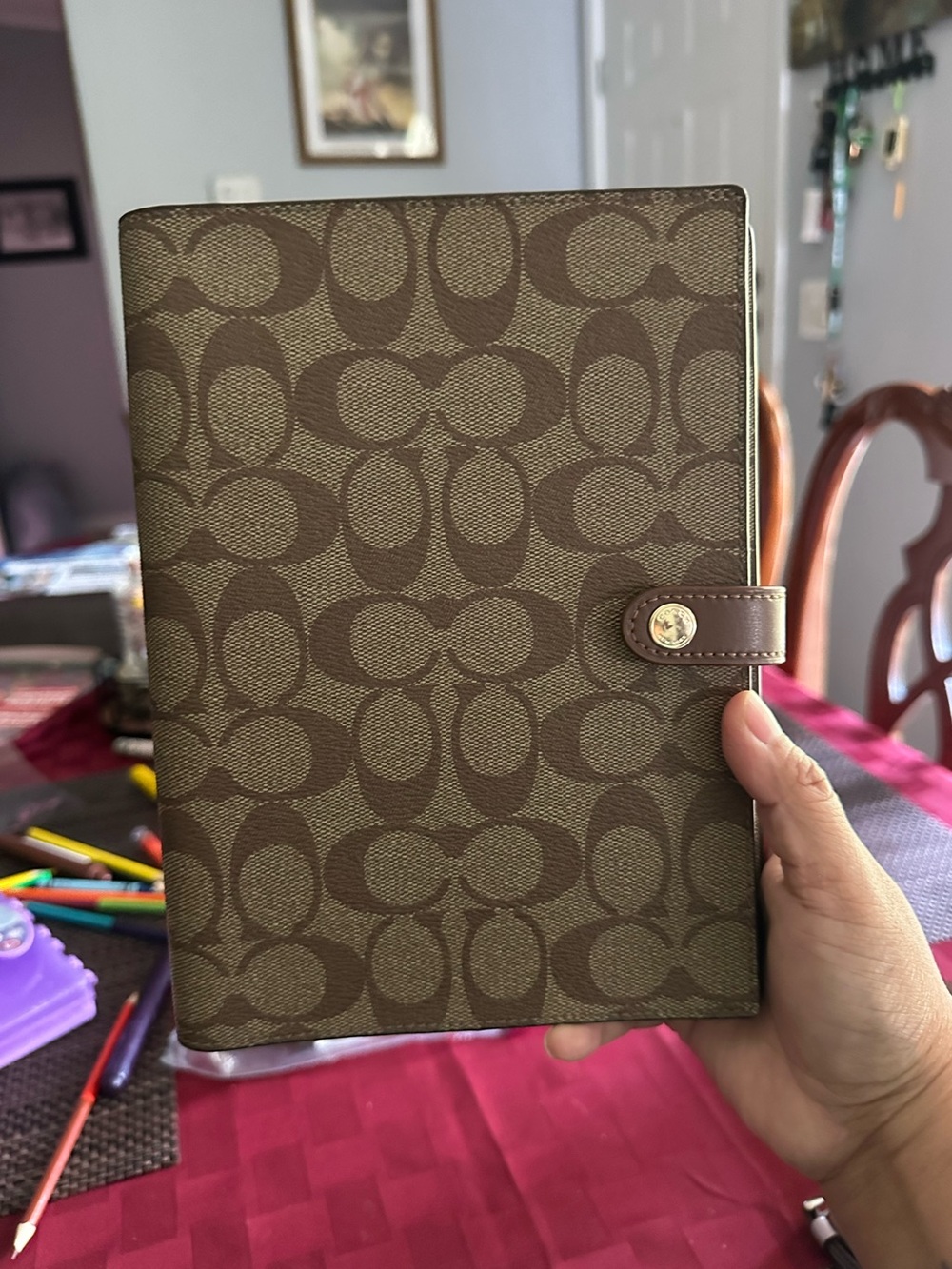 Coach Snap Notebook in signature Canvas